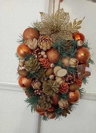 Новогодний декор на дверь украшение на дверь ручной работы