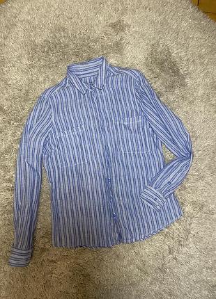 Лляна жіноча сорочка у смужку сорочка льон