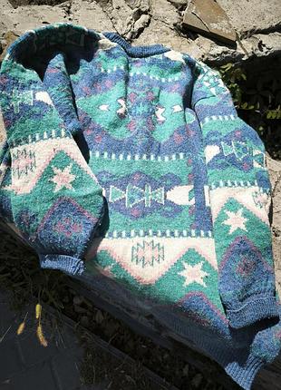 Винтаж шерстяной свитер унисекс, оверсайз