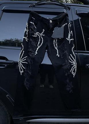 Джинсы с камнями philipp plein lux качество