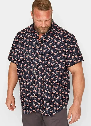 100% коттон натуральная летняя мужская рубашка jack &amp; jones черная шведка розовый фламинго гавайка.