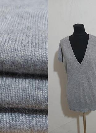 Кашемировая кофта удлиненная с коротким рукавом pure collection
