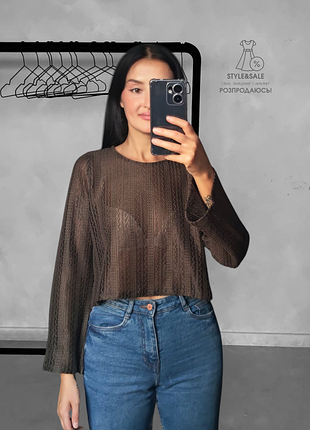 Шикарная блузка ажурная оливковое средняя