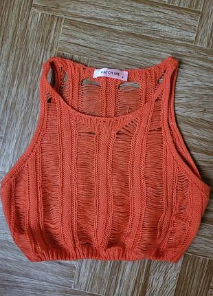 Вязаный рваный топ katch me s