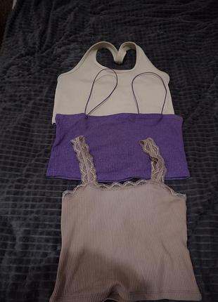 Топы женские на брителях (все три вместе продаю, можно и отдельно), м, три цвета