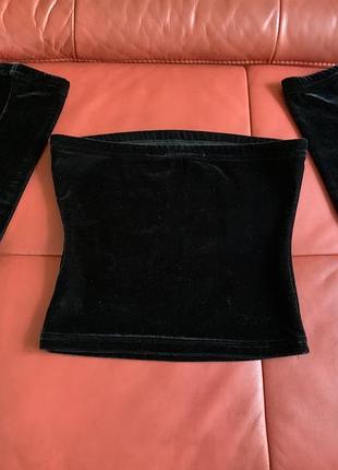Топ бархатный, рукава claudia schiffer, р.36/xs-s