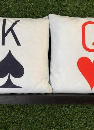 Подушка с принтом плюшевая король-дама 2 шт 35х35 (190)
