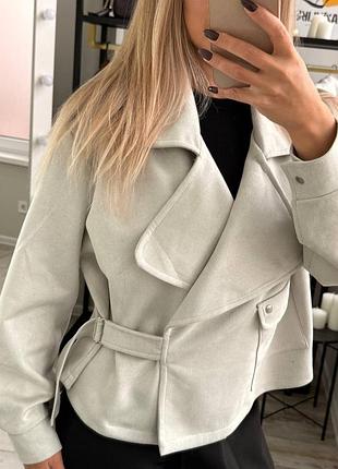 Женский бомбер в двух цветах ткань замша на дайвинге