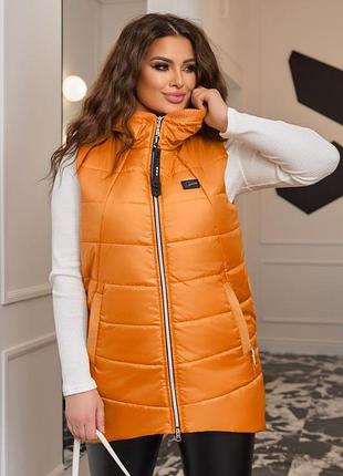 Жилетка женская удлиненная, плащевка на синтепоне, батал