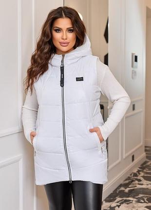 Жилетка женская удлиненная, плащевка на синтепоне, батал