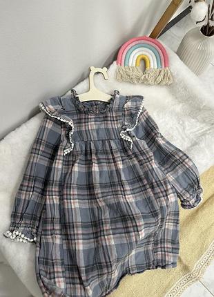 Стильное платьице в клетку, платье с рукавом, платье, сукня