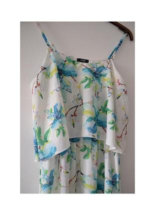 Платье макси акварельный принт длинная красивая силуэта цветочный принт