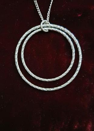 Винтажный кулон с алмазной гранью в форме двух колец, скрепленных вместе, американский винтаж