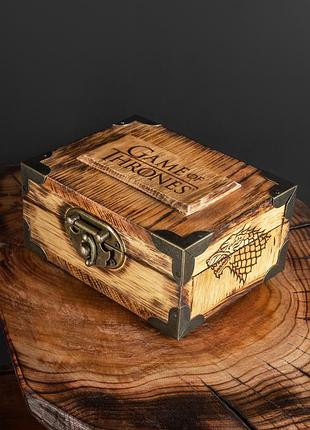 Скринька з дуба та шкіри. гра престолів / game of thrones, ручна робота, оригінальний подарунок