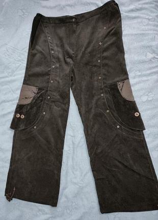 Вельветовые широкие брюки р.60-62