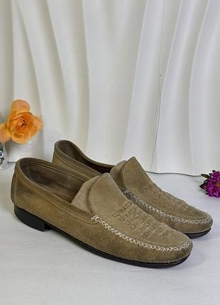 Замшевые песочные мужские лоферы туфли