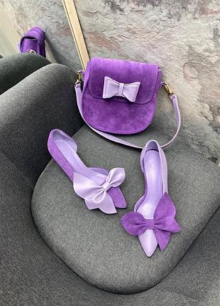 Ексклюзивні жіночі туфлі із натуральної шкіри та замші + сумка лантана