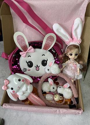 Подарунковий бокс для дівчини сумка лялька аксесуари для волосся