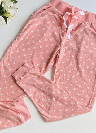 Флісові піжамні штани домашні теплі штани піжама фліс сердечка серце