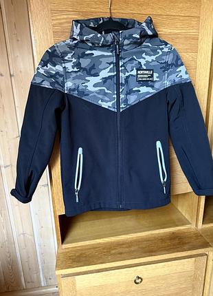 Мембранная лыжная непродуваемая куртка на флисе премимум качества, 9-12 лет, 140см