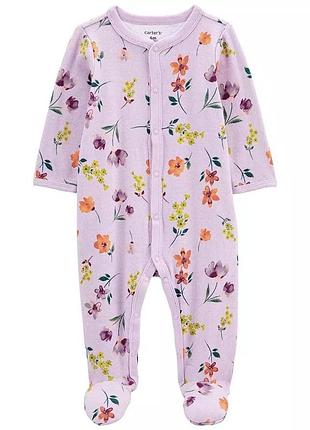 Бавовняний чоловічок сліп піжама carter’s картерс в рубчик для дівчинки