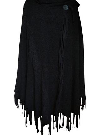 Очень красивое, стильное и качественное пончо с бахромой, накидка, вязаное пальто