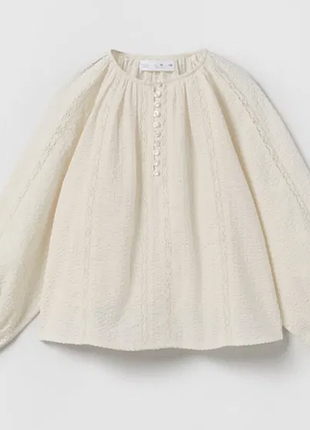 Рубашка, блузка zara с фактурным кружевом на 8 лет