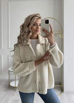 Женская укороченная куртка-рубашка тедди | 380
