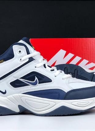 Зимние кроссовки nike m2k tekno белые с синим