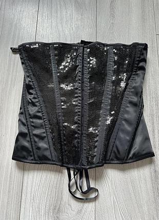 Корсет топ атлас паєтки на гачках утягуючий