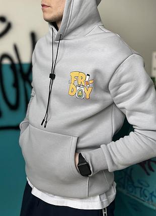 Нове сіре худі тепле на флісі s розмір з надписом friday