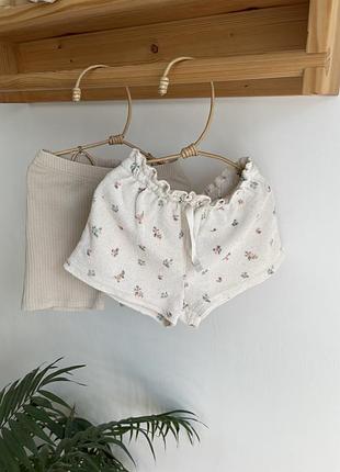 Шорти велосипедки в рубчик квітковий принт h&m