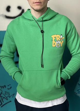Нове худі тепле на флісі у яскраво зеленому кольорі s-m розмір