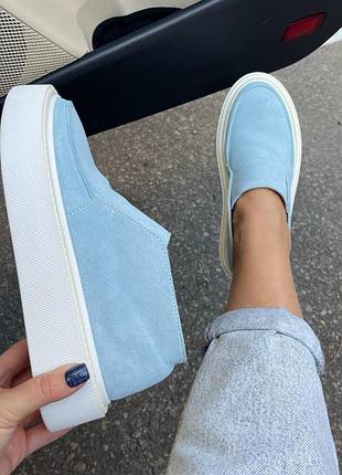 Накладний платіж ❤ натуральні шкіряні замшеві високі лофери на товстій підошві утеплені байкою