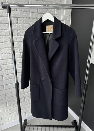 Жіноче темно синє пальто стильне якісне дорога тканина