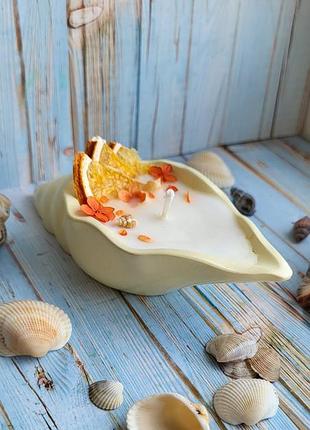 Свеча соевая в кашпо ракушка