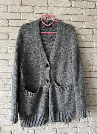Кардиган parfois сірий/блакитний кармани оверсайз розм м ідеал