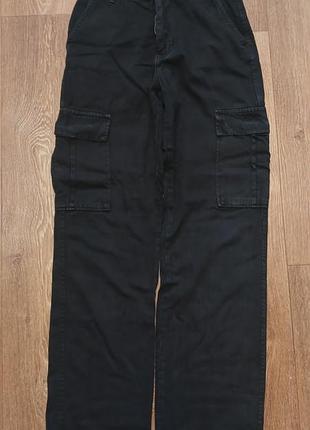 Джинсы широкие карго черного цвета