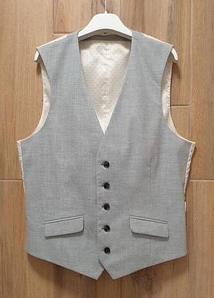 Burton жилет - m/l • 50/52 - сірий - slim fit - 02t18ogry - чоловіча класична жилетка костюмна ж50 ж52