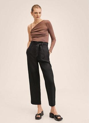 Льняные брюки с поясом от mango