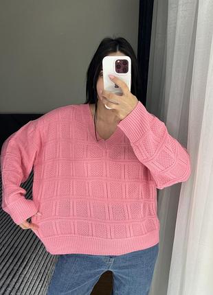 Вʼязаний светрик светр кофта пуловер джемпер 100% акрил гарного рожевого кольору