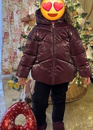 Детская теплая куртка бургунди 104р.