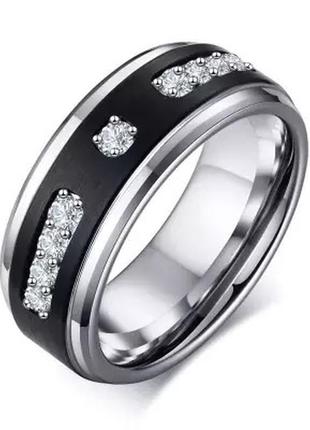 Стильное кольцо с кристаллами, унисекс