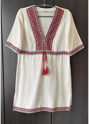 Сукня вишиванка, сукня з льону розмір s-m