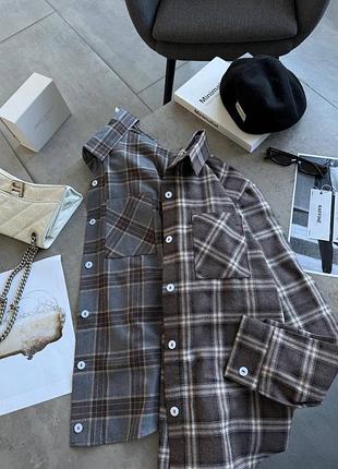 Трендовая рубашка осень 2025 🍂 фланель, 100% бавовна, в клітинку, рубашка в клетку, котон