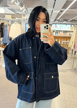 Arket оригінал джинсова куртка оверсайз з вельветовим коміром
