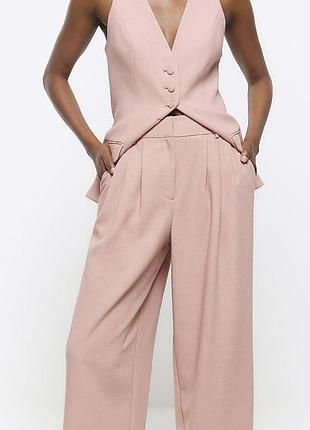 Брюки жіночі широкі, пудра, розмір 52-54 (арт1690)