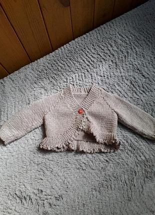 Кофточка хендмейд для маленькой принцессы размер 0-3 м
