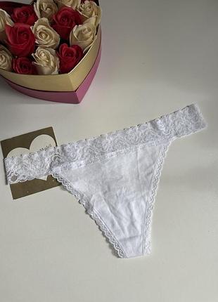 Нові бавовняні трусики стринги з мереживом 💙💛 сток