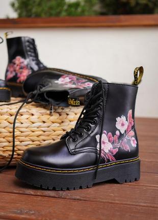 🍁🌺dr.martens hydro🌺🍁жіночі черевики доктор мартінс з квітами